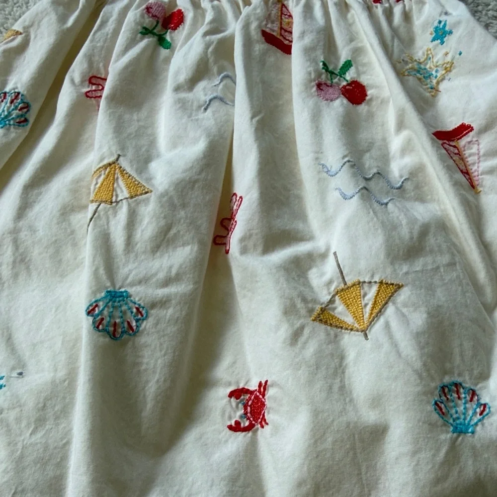 GAP Cream Sundress with Colorful Embroidery